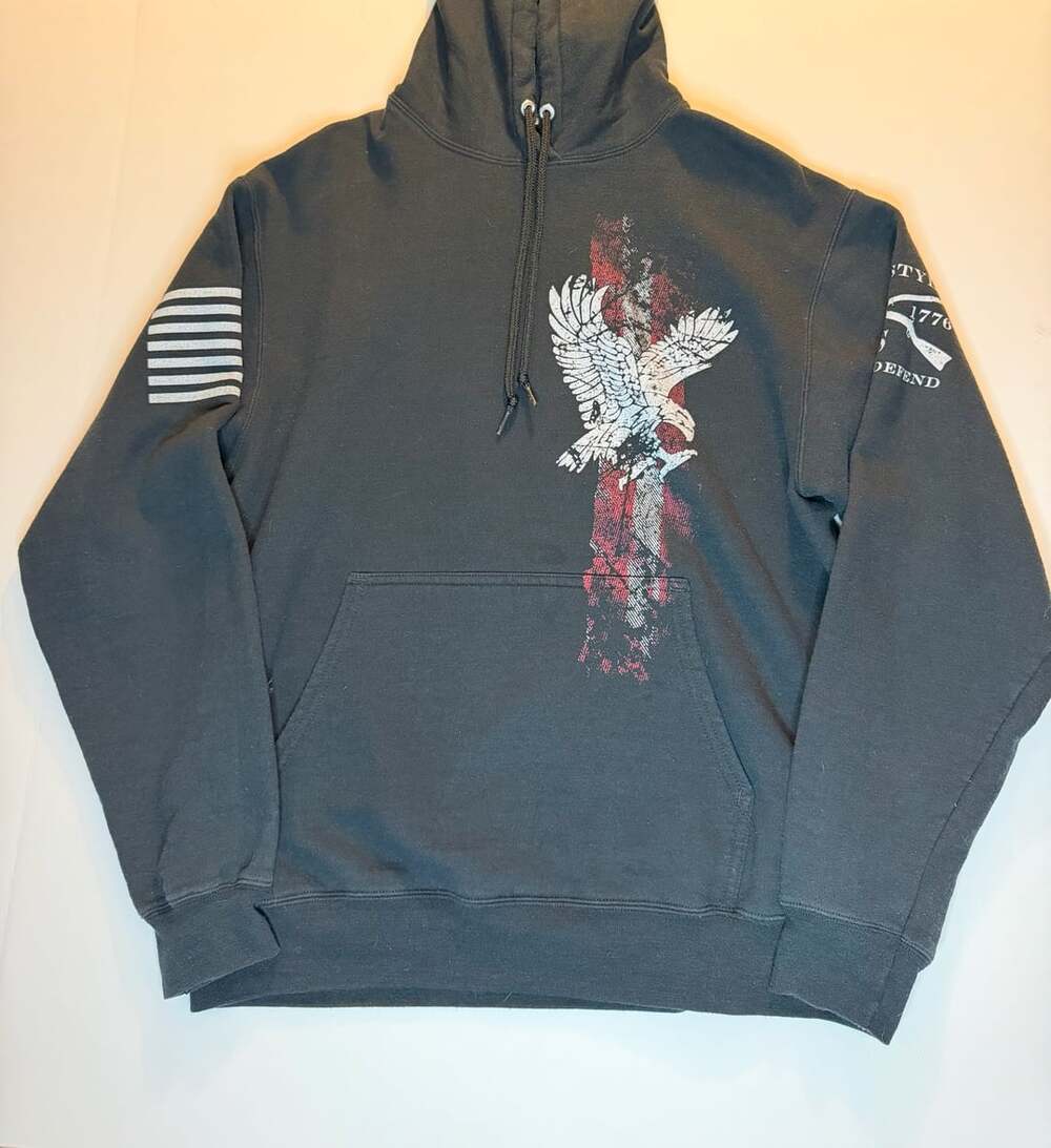 Grunt Style Hoodie Size Medium Black Eagle US 1776 American Flag
